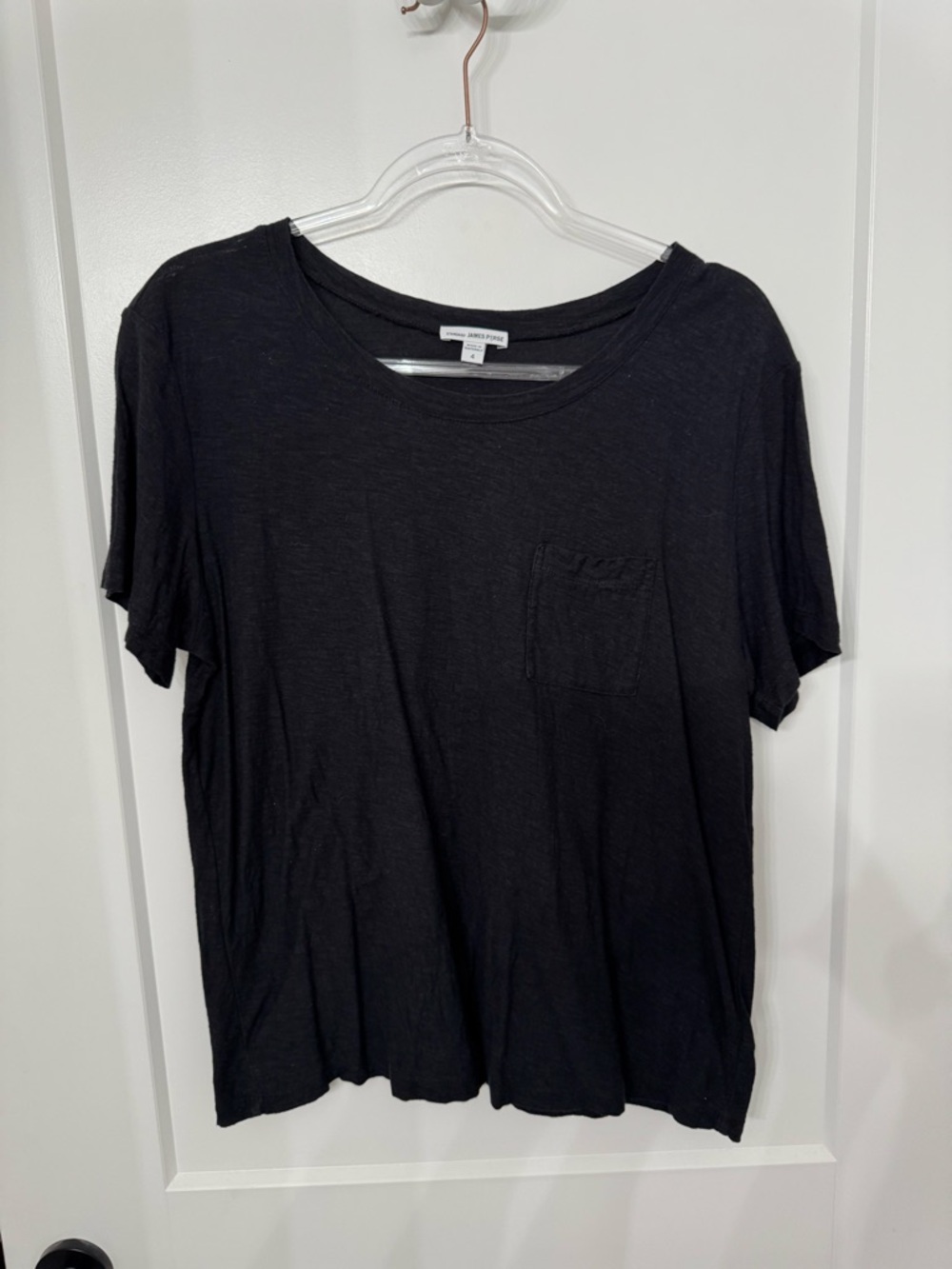 James Perse Ladies Black Short Sleeve Pocket Tee
